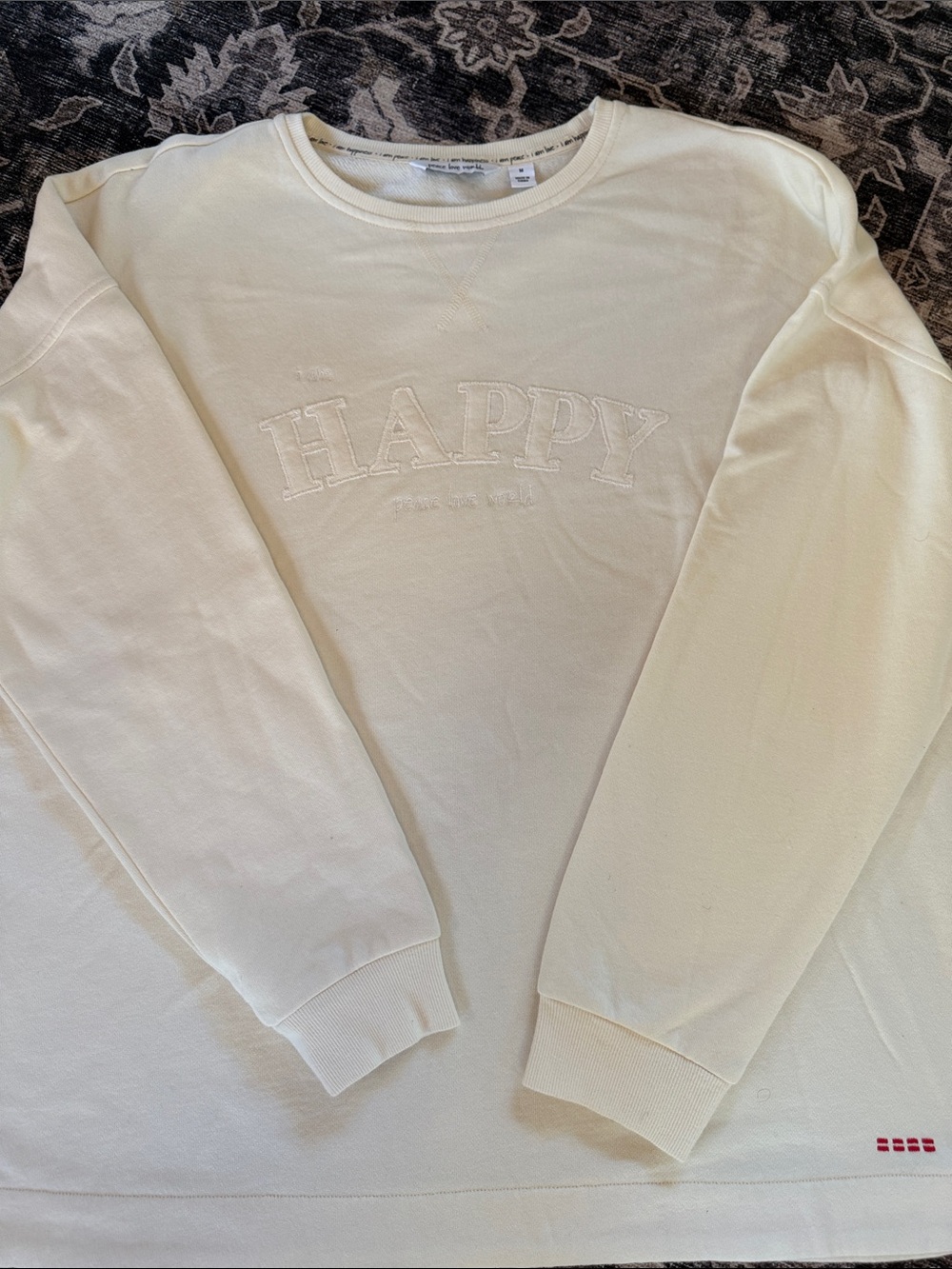 Peace Love world “HAPPY' Crewneck Drop Shoulder Sweatshirt. New without tags